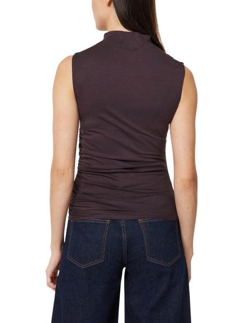 Sleeveless Gathered Top- Chocolate