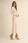 Mock Neck Midi Dress- Cream