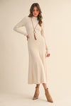 Mock Neck Midi Dress- Cream